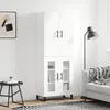 Image de vidaXL Buffet haut Blanc 69,5x34x180 cm Bois d'ingÃ©nierie