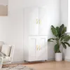Image de vidaXL Buffet haut Blanc 69,5x34x180 cm Bois d'ingénierie