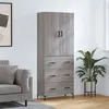 Image de vidaXL Buffet haut Sonoma gris 69,5x34x180 cm Bois d'ingénierie