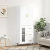 Image de vidaXL Buffet haut Blanc 69,5x34x180 cm Bois d'ingénierie