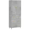 Image de vidaXL Buffet haut Gris bÃ©ton 69,5x34x180 cm Bois d'ingÃ©nierie