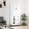 Image de vidaXL Buffet haut Blanc 69,5x34x180 cm Bois d'ingénierie