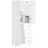 Image de vidaXL Vidaxl Buffet Haut Blanc 69,5x34x180 Cm Bois D'ingénierie