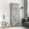 Image de vidaXL Buffet haut Gris béton 69,5x34x180 cm Bois d'ingénierie