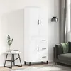 Image de vidaXL Buffet haut Blanc 69,5x34x180 cm Bois d'ingénierie