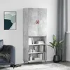 Image de vidaXL Buffet haut Gris béton 69,5x34x180 cm Bois d'ingénierie3196047