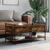 Image de vidaXL Table basse chÃªne fumÃ© 99x50x50 cm bois d'ingÃ©nierie