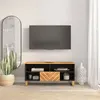 Image de vidaXL Meuble TV marron et noir 100x33,5x46 cm bois massif de manguier356799