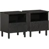 Image de vidaXL Vidaxl Tables De Chevet 2 Pcs Noir 40x33x46 Cm Bois De Manguier Solide