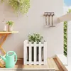 Image de vidaXL Jardinière avec design de clôture blanc 50x50x50 cm pin massif832453