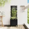 Image de Vidaxl JardiniÃ¨re Avec Support Noir 39x39,5x114 Cm Bois De Pin Massif
