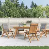 Image de vidaXL Vidaxl Chaises De Jardin Inclinables 4pcs Et Coussins Bois Massif Teck
