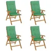 Image de vidaXL Chaises de jardin inclinables lot de 4 et coussins bois teck