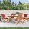Image de vidaXL Chaises de jardin inclinables 4pcs et coussins bois massif teck