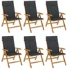Image de vidaXL Chaises de jardin inclinables et coussins lot de 6 bois teck