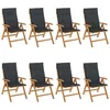 Image de vidaXL Chaises de jardin inclinables et coussins lot de 8 teck solide