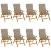 Image de vidaXL Chaises de jardin inclinables et coussins lot de 8 teck solide