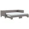 Image de vidaXL Lit de jour avec gigogne et matelas taupe 90x200 cm tissu3196599