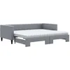 Image de vidaXL Lit de jour avec gigogne et matelas gris clair 90x190 cm tissu3196606