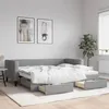 Image de vidaXL Lit de jour avec gigogne et tiroirs gris clair 90x200 cm tissu