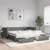 Image de vidaXL Lit de jour avec gigogne et tiroirs gris foncé 100x200 cm tissu