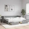 Image de vidaXL Lit de jour avec gigogne et tiroirs gris clair 80x200 cm tissu