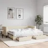 Image de vidaXL Lit de jour avec gigogne et tiroirs crème 80x200 cm tissu