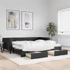 Image de vidaXL Lit de jour avec gigogne et tiroirs noir 100x200 cm tissu