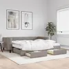 Image de vidaXL Lit de jour avec gigogne et tiroirs taupe 100x200 cm tissu