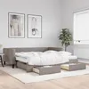 Image de vidaXL Lit de jour avec gigogne et tiroirs taupe 100x200 cm tissu