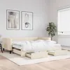Image de vidaXL Lit de jour avec gigogne et tiroirs crÃ¨me 100x200 cm tissu