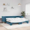 Image de vidaXL Vidaxl Lit De Jour Avec Lit Gigogne Et Matelas Bleu 100x200 Cm Velours