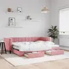 Image de vidaXL Lit de jour avec gigogne et tiroirs sans matelas rose 80x200 cm