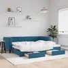 Image de vidaXL Lit de jour avec gigogne et tiroirs bleu 90x200 cm velours