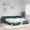 Image de vidaXL Lit de jour avec gigogne et tiroirs vert foncé 90x200cm velours