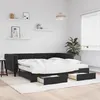 Image de vidaXL Lit de jour avec gigogne et tiroirs noir 100x200 cm velours
