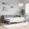 Image de vidaXL Lit de jour avec gigogne et matelas gris clair 80x200 cm tissu