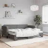 Image de vidaXL Lit de jour avec gigogne et matelas gris foncé 80x200 cm tissu