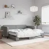 Image de vidaXL Lit de jour avec gigogne et matelas gris clair 100x200 cm tissu