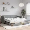 Image de vidaXL Lit de jour avec gigogne et tiroirs gris clair 80x200 cm tissu