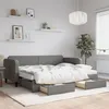Image de vidaXL Lit de jour avec gigogne et tiroirs gris foncÃ© 80x200 cm tissu
