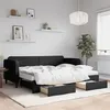 Image de vidaXL Lit de jour avec gigogne et tiroirs noir 80x200 cm tissu