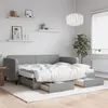 Image de vidaXL Lit de jour avec gigogne et tiroirs gris clair 90x200 cm tissu