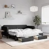 Image de vidaXL Lit de jour avec gigogne et tiroirs noir 90x200 cm tissu