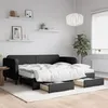 Image de vidaXL Lit de jour avec gigogne et tiroirs noir 90x200 cm tissu