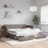 Image de vidaXL Lit de jour avec gigogne et tiroirs taupe 90x200 cm tissu