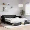 Image de vidaXL Lit de jour avec gigogne et tiroirs noir 100x200 cm tissu