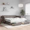 Image de vidaXL Lit de jour avec gigogne et tiroirs taupe 100x200 cm tissu