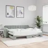 Image de vidaXL Lit de jour avec gigogne et matelas gris clair 80x200cm velours