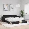 Image de vidaXL Lit de jour avec gigogne et tiroirs noir 90x190 cm velours